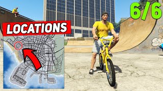 GTA 5  ALL 6 SKATEPARK LOCATIONS Epic BMX Tricks [upl. by Kieger743]