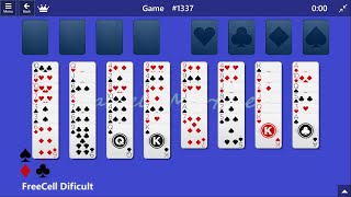 FreeCell 1337  Microsoft Solitaire Collection  Difficult [upl. by Erodaeht]