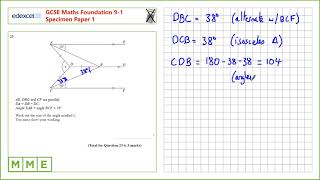 GCSE Maths EDEXCEL Foundation Specimen Paper 1 Q23 Geometry Problems [upl. by Wernda151]