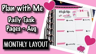 Plan with Me  Monthly Layout Daily Task Pages  August  with Live Love Posh Chic Planner Stickers [upl. by Deerc1]