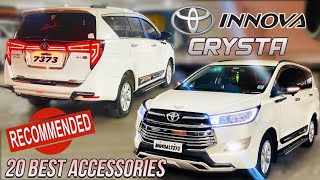 INNOVA CRYSTA MODIFIED WITH 20 PREMIUM RECOMMENDED ACCESSORIES 📞9820187037 📞9820833594 [upl. by Idnyc456]