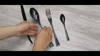 Enjoy Unique Sophisticated Dining Mirror Black Steel Cutlery Set Perfect for Contemporary Dining [upl. by Rybma]