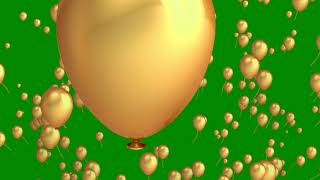 Gold Balloons Flying Green Screen  Free Stock Footage [upl. by Trimble760]