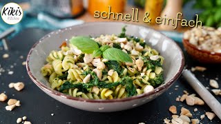 10 Minuten Rezept Nudeln mit Spinatsahnesoße  Spinatnudeln [upl. by Harahs711]