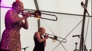 Female trombone players Carling at RIVERBOAT JAZZ 2016 [upl. by Nylsirk]