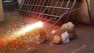 Thermal Lance cuttingmelting concrete [upl. by Aitnahs]