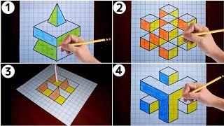 Graph Paper Art  Designs  illusions  Drawings for Beginners  Ashar 2M [upl. by Yentyrb]