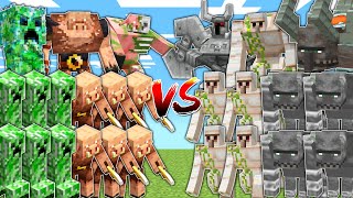 PIGLINS amp CREEPERS vs IRON GOLEMS amp RAVAGERS in Mob Battle [upl. by Lodhia43]