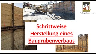 Herstellung Trägerbohlwandverbau  schrittweise Ausführung [upl. by Alleynad]