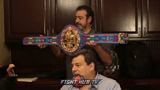 MAURICIO SULAIMAN PRESENTS NEW WBC BELT FOR GOLOVKIN VS VANES FIGHT [upl. by Wandy]