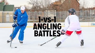 1vs1 Angling Battle Drills  iTrain Hockey [upl. by Yrad]