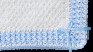 BABY BLANKET CROCHET PATTERN WITH BEAUTIFUL CROCHET STITCH FOR BABY BLANKETS AND EASY CROCHET BORDER [upl. by Giltzow]