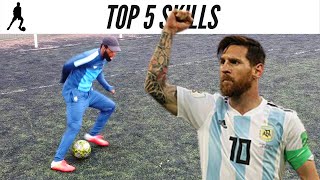 Top 5 Messi Skills [upl. by Ahselak569]