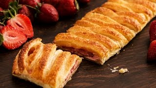 Strawberry Puff Pastry Braid Recipe [upl. by Secilu]