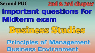 2nd PUC Business Studies Midterm exam important questions  2nd and 3rd chapter [upl. by Idnal850]