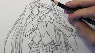 How to Draw Hatsune Miku Pt 1 Line Placement [upl. by Llebana]