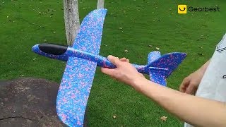 35CM DIY Hand Throw Flying Glider Planes Toys For Children Foam Aeroplane Model  Gearbestcom [upl. by Eissim]