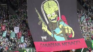 Timbers Army tifo Destroy the Canadian Menace [upl. by Oijimer]