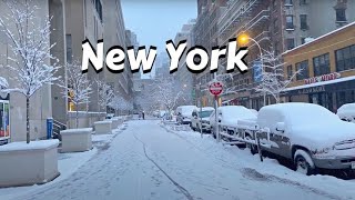 Heavy Snowfall Walking Tour Manhattan New York Snowstorm 4k Video [upl. by Amargo721]