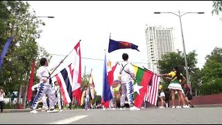 Parade landmark lighting highlights of Aseans 50th year celebration [upl. by Dorey]