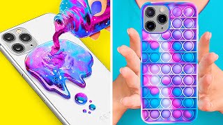 COOL DIY PHONE CRAFTS  Fun DIY Custom Ways And Tricks For Your Phone By 123 GO GOLD [upl. by Jumbala]