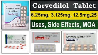 carvedilol 625 mg 25 mg 125 mg tablet  carvedilol mechanism of action  Uses Side Effects [upl. by Brittain]