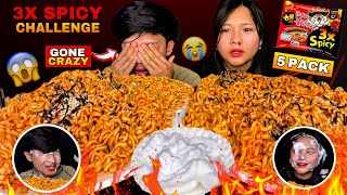 5 PACK WORLD SPICIEST KOREAN NOODLES CHALLENGE🔥🥵Mikasafoodie WE CAN’T BREATH😭SNOW SPRAY ATTACK😱 [upl. by Merdith]