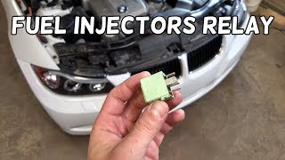 FUEL INJECTORS RELAY LOCATION REPLACEMENT BMW E90 E91 E92 E93 [upl. by Jillian125]