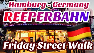 Reeperbahn Main Street Friday Night  Red light and Endless Party Night area in HamburgGermany [upl. by Enialed]