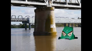 Bertha the Bunyip of Murray Bridge by the great River Murraysand bags at the ready 201122 [upl. by Nithsa]