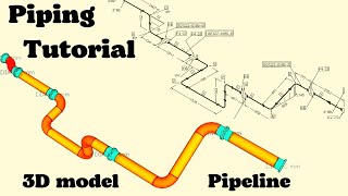 Piping İsomeric drawing Reading How to read Isometric Drawing 3D model pipeline tutorial [upl. by Zug]