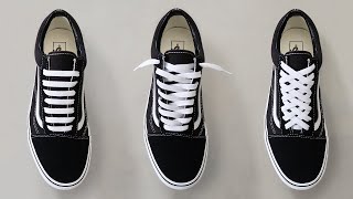 How To Lace Vans Old Skools 3 Ways w ON FEET  Top Shoe Lace Styles [upl. by Idnim890]