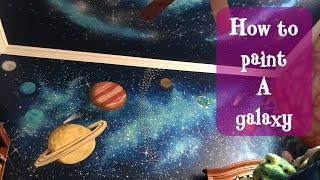 How to paint a galaxy wall art tips angelicas custom murals [upl. by Yrret]