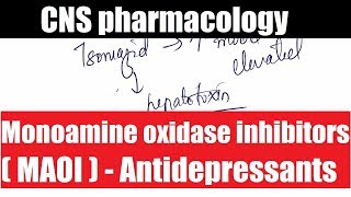 Monoamine oxidase Inhibitors MAOI  RIMA  Antidepressants  CNS pharmacology [upl. by Meeka]