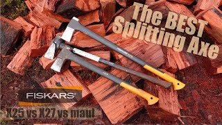 The BEST Wood Splitting AXE  FISKARS X25 VS X27 VS Maul [upl. by Cantone]