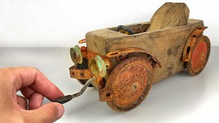 Vintage Wooden Toy Car  Restoration amp Repair [upl. by Etnahs]