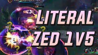 1V5 QUADRAKILL ON ZED ALMOST PENTA  Best Zed NA Laceration [upl. by Aneerehs663]