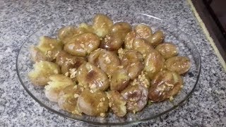 Como fazer batata a murro no forno [upl. by Biebel]