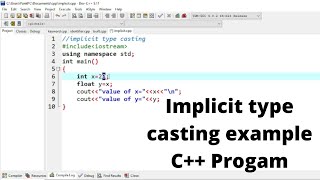 Implicit type casting program with example  C Programming Tutorial  14 [upl. by Adnarom101]