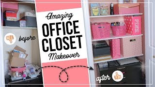 Office Craft Closet DIY Makeover  Ikea Algot System  Office Craft Closet Declutter amp Organization [upl. by Wiencke869]