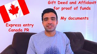 My gift deed letter for proof of funds  Canada PR Express Entry application [upl. by Ahselak]