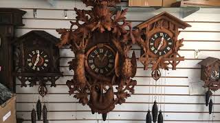 Large Musical Antique Cuckoo Clock George Kuel Clock Co [upl. by Kristen]