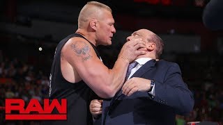 Brock Lesnar snaps and attacks Paul Heyman Raw July 30 2018 [upl. by Dee]