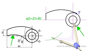 Dibujar una pieza de tangencias Dificultad media  baja Tutorial paso a paso Con audio [upl. by Euginimod931]