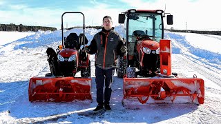 Kubota BX2380 LX3310 Tractors with Front Mount Blowers [upl. by Bonnell]