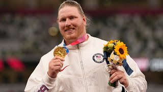 Ryan Crouser sets shot put Olympic record US wins gold and silver [upl. by Rossy]