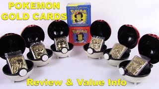 Pokemon 23k Gold Plated Cards  1999 Burger King Promotion Set of 6 Value amp Review BBToyStorecom [upl. by Eaneg]