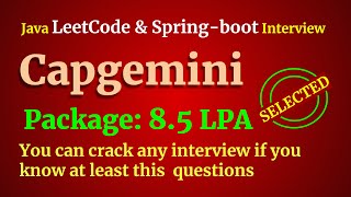 Capgemini Interview  JavaSpringboot Coding Interview Question Answers [upl. by Oralie]