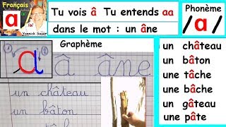 Son du phonème ɑ et écriture du graphème â  Français cp ce1  2 [upl. by Anitac]