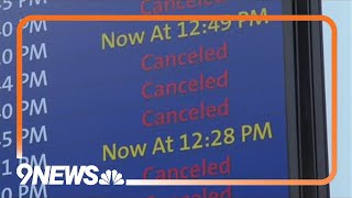 Flights canceled delayed at Denver airport due to winter weather [upl. by Ellebana]